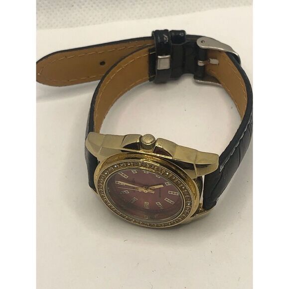 Anne Klein Unisex Black Leather Analog Red Dial Quartz Genuine Wrist Watch OP283 - Picture 7 of 9